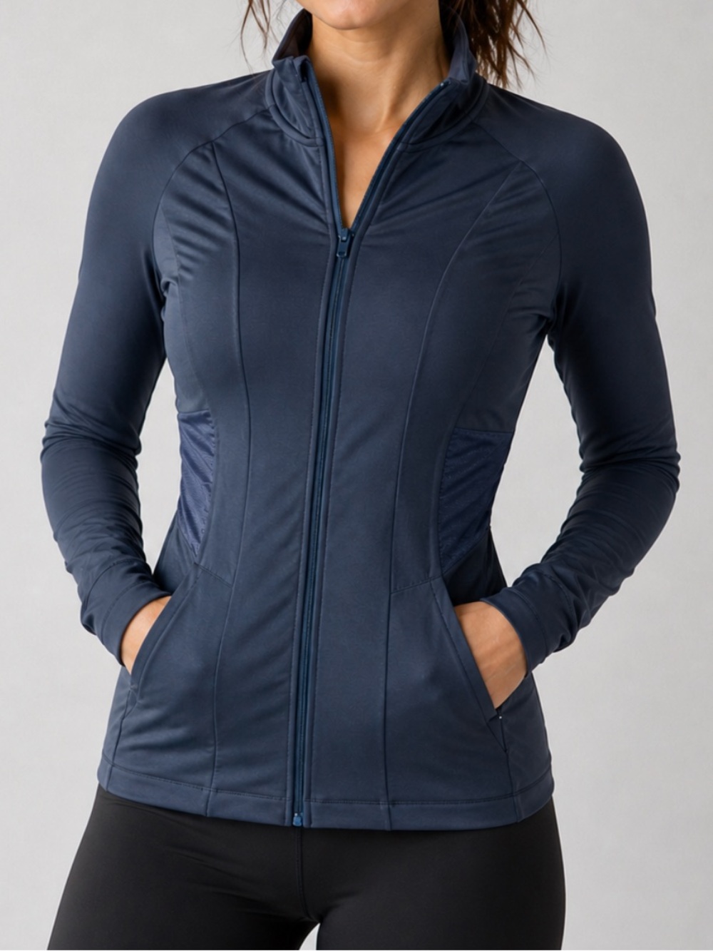 Athleta Gray Revive Lightweight Yoga Athletic Zip Compression Jacket Size M